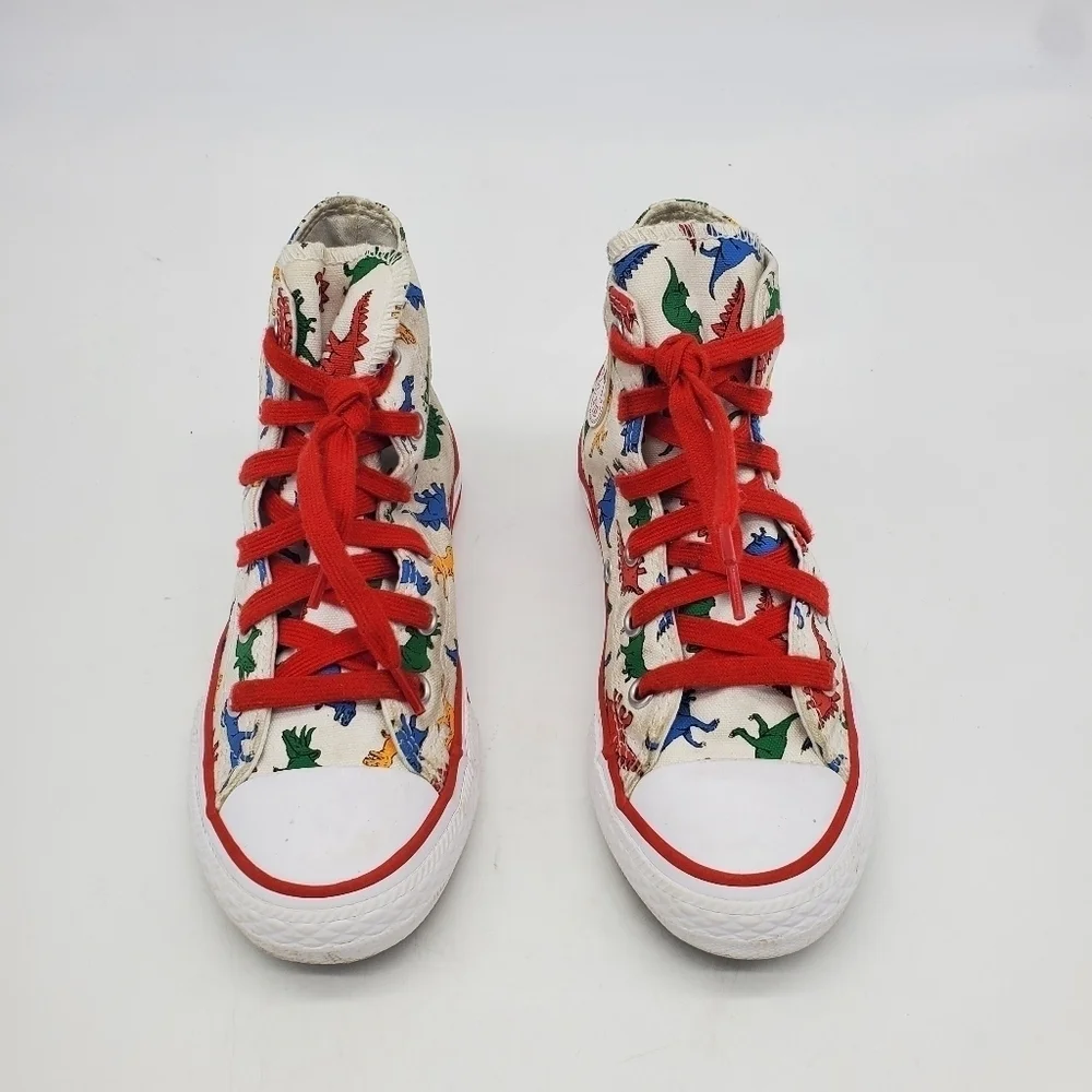 Converse Shoes Youth 1 Chuck Taylor High Dinosaurs Canvas White Red A01668F
